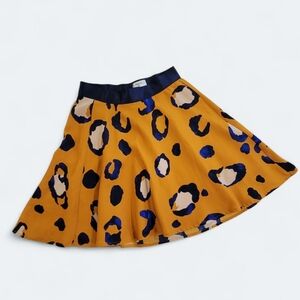 Philip Lim Leopard Print Skirt in Gold-orange and Blue Size 2 Mini Flare